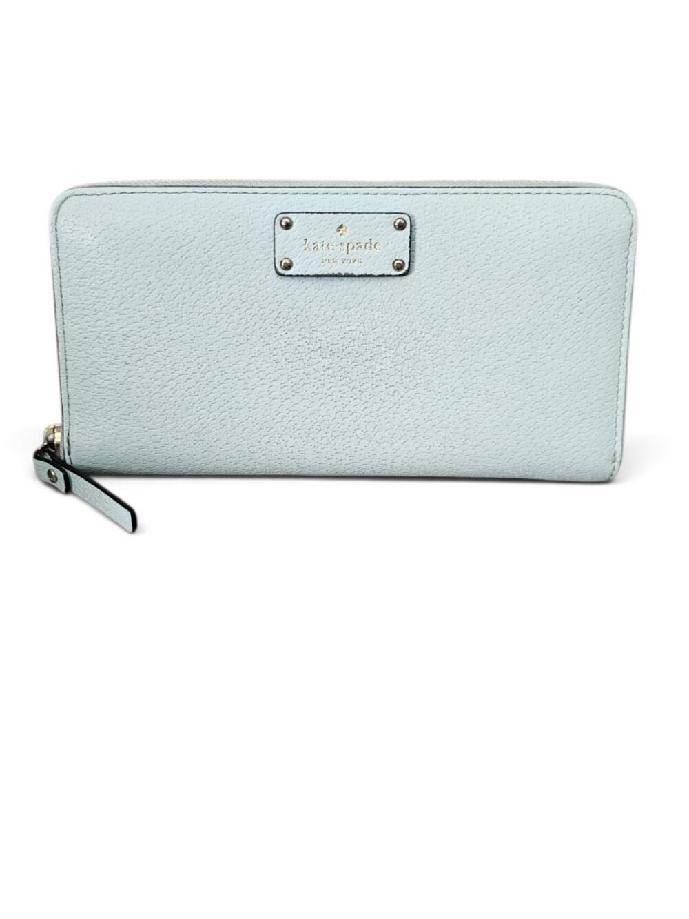 Kate Spade Pastel Mint Green Pebble Leather Zip Around Continental Wallet
